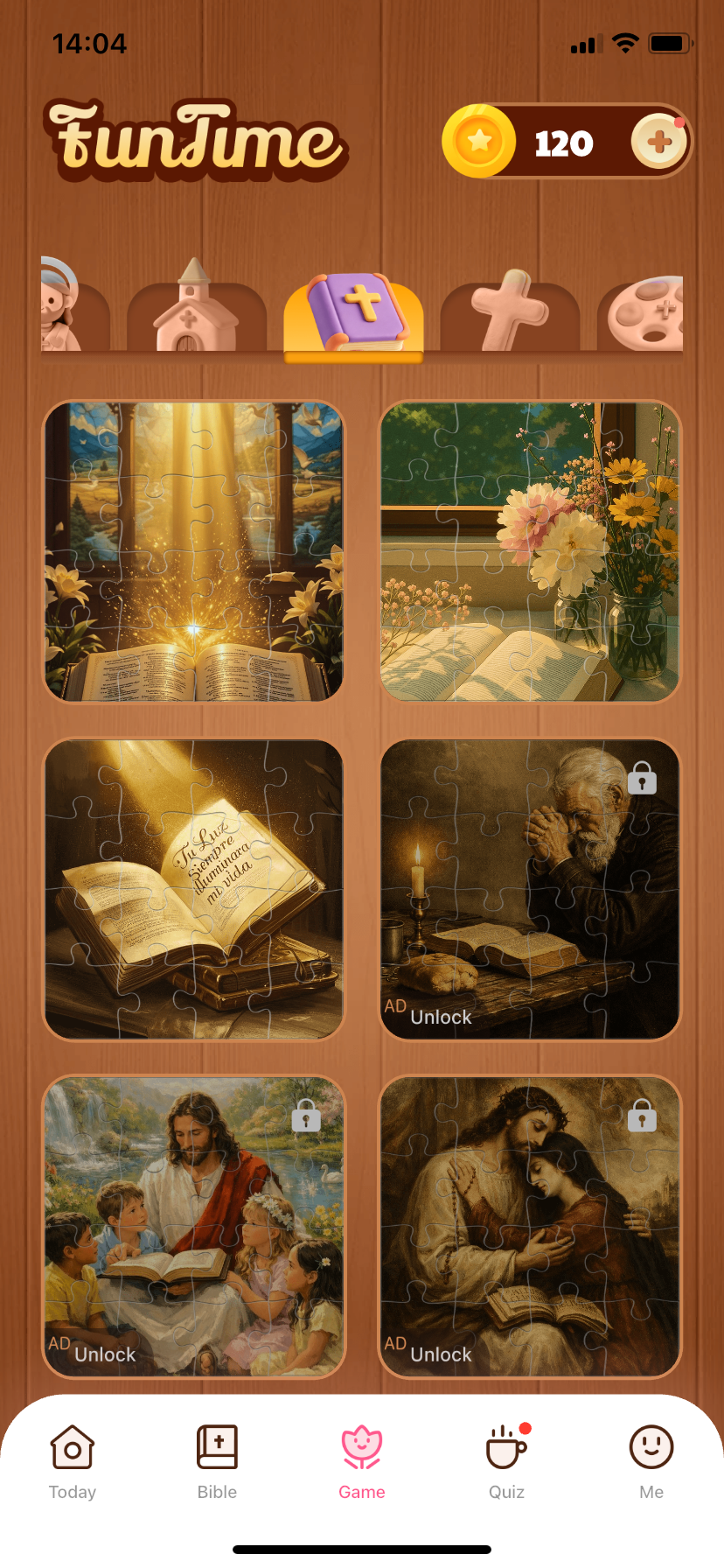 Ladies Bible faith-themed puzzle game screen